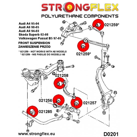 021256A: Front lower wishbone inner bush SPORT