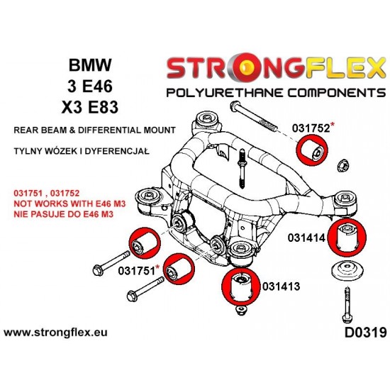 036119A: Zestaw tulei tylnego wózka E46 SPORT