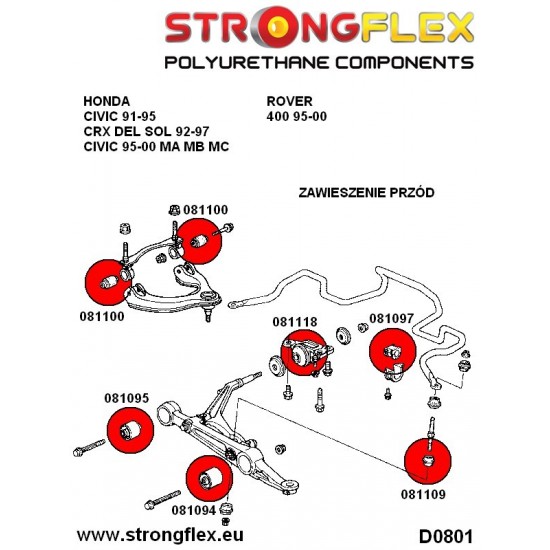 086019A: Front suspension bush kit SPORT