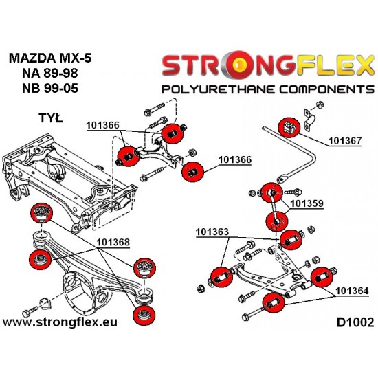 101366A: Rear upper inner & outer suspension bush SPORT