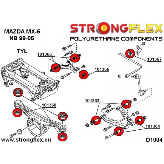 101366A: Rear upper inner & outer suspension bush SPORT