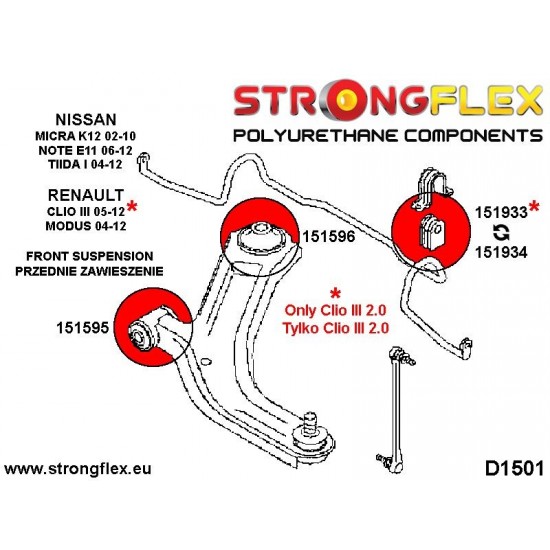 151596A: Tuleja wahacza frontego rear SPORT