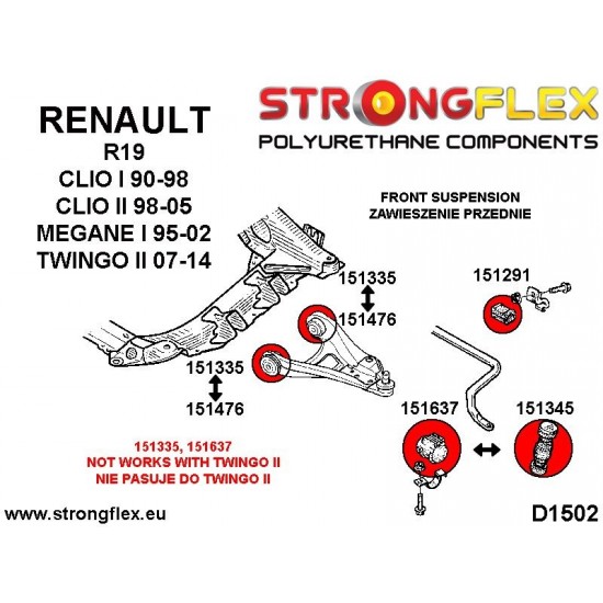 151637A: Front anti roll bar outer bush SPORT