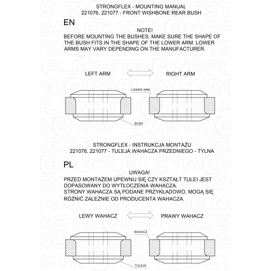 221076A: Front wishbone rear bush SPORT