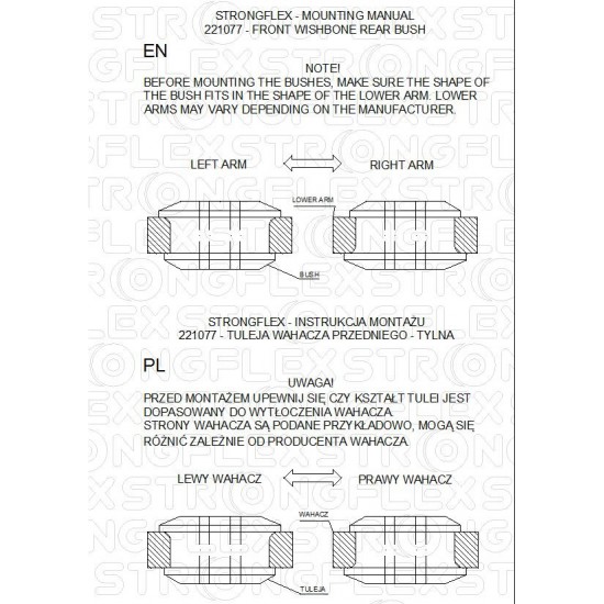 221077A: Front wishbone rear bush SPORT