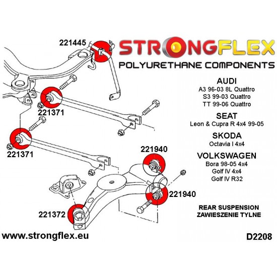221445A: Rear anti roll bar bush SPORT