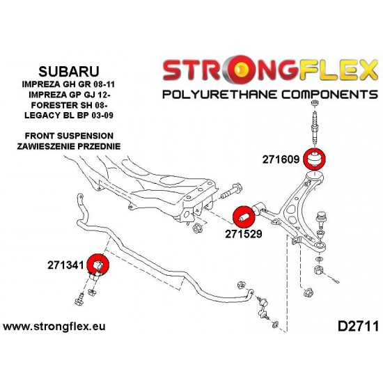 271341A: Front & rear anti roll bar bush SPORT