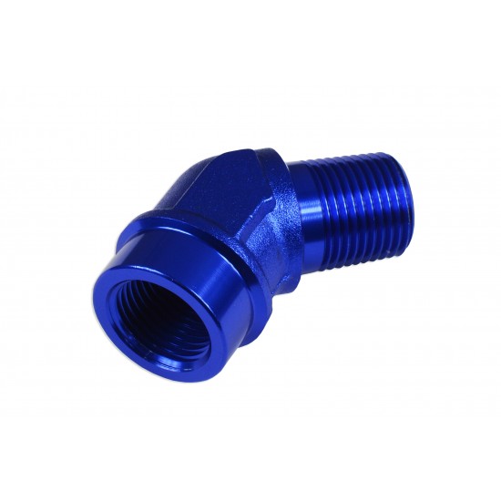 Adapter 3/8 NPT 45' female-male coupler hose fitting Blue