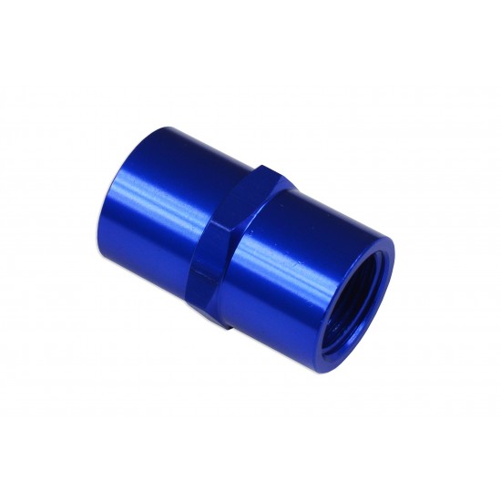 3/8 NPT to 3/8 NPT Straight Female Coupler Union Bush Oil Hose Fitting Adapter Blue