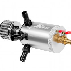 Aluminum Baffled 3-Port Oil Catch Can / Tank / Air-Oil Separt With Filter