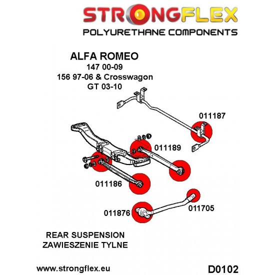 Alfa Romeo 147 156 GT 011186A: Rear suspension front arm bush SPORT