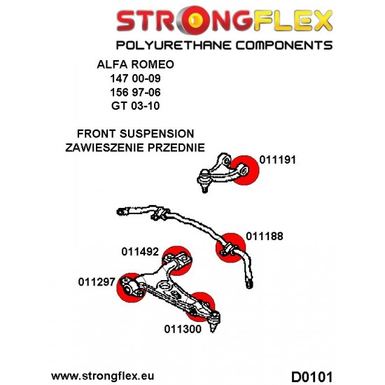 Alfa Romeo 147 156 GT 00-09 016079A: Full suspension bush kit SPORT