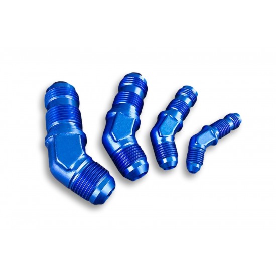Adapter AN10 JIC bulkhead 45' male fuel hose fitting Blue