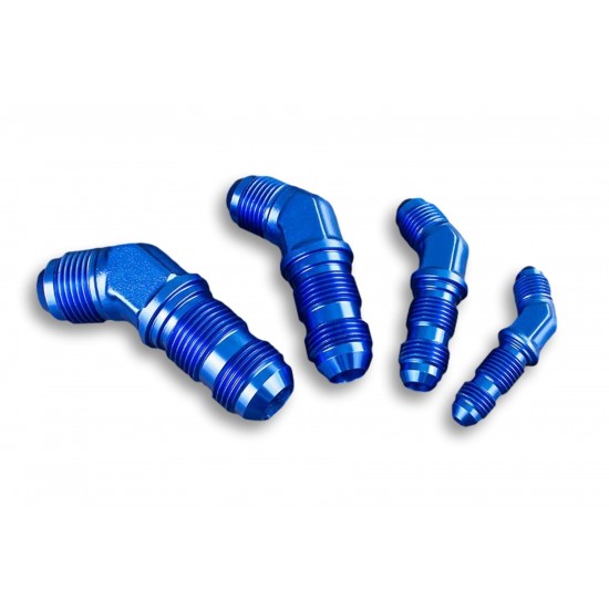 Adapter AN10 JIC bulkhead 45' male fuel hose fitting Blue