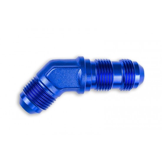 Adapter AN10 JIC bulkhead 45' male fuel hose fitting Blue