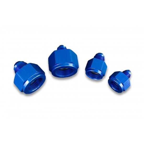 Adapter AN10 female to AN6 male JIC reducer hose fitting Blue