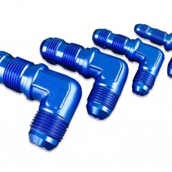 Adapter AN12 JIC bulkhead 90' male fuel hose fitting Blue