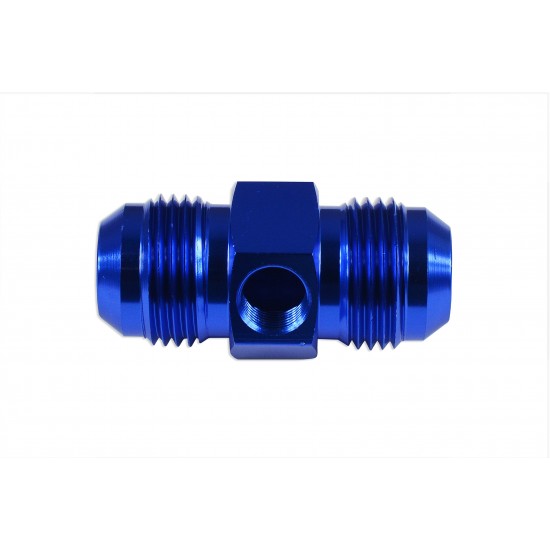 AN12 AN- 12 Adapter male-male with Inline port 1/8 NPT Fuel Oil Pressure Blue