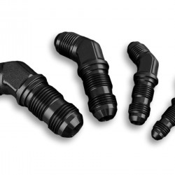 Adapter AN4 JIC bulkhead 45' male fuel hose fitting Black