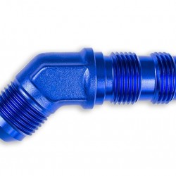 Adapter AN4 JIC bulkhead 45' male fuel hose fitting Blue