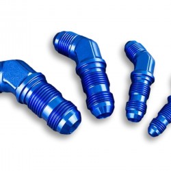 Adapter AN4 JIC bulkhead 45' male fuel hose fitting Blue