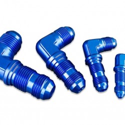 Adapter AN4 JIC bulkhead 90' male fuel hose fitting Blue