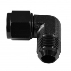 Adapter AN4 90' female-male coupler hose fitting Black