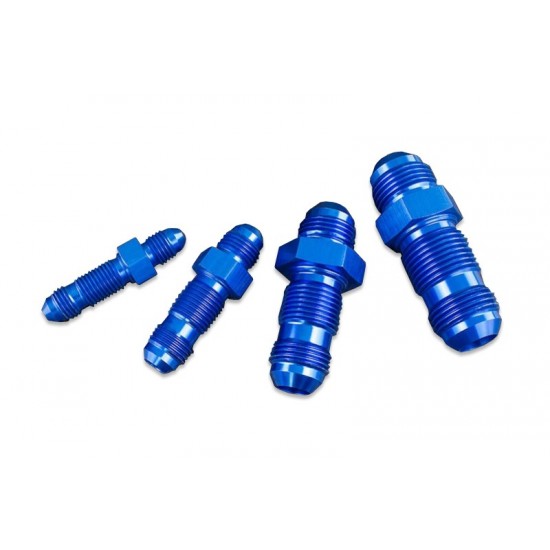 Adapter AN4 JIC bulkhead straight male hose fitting Blue