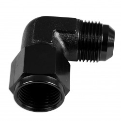 Adapter AN6 90' female-male coupler hose fitting Black