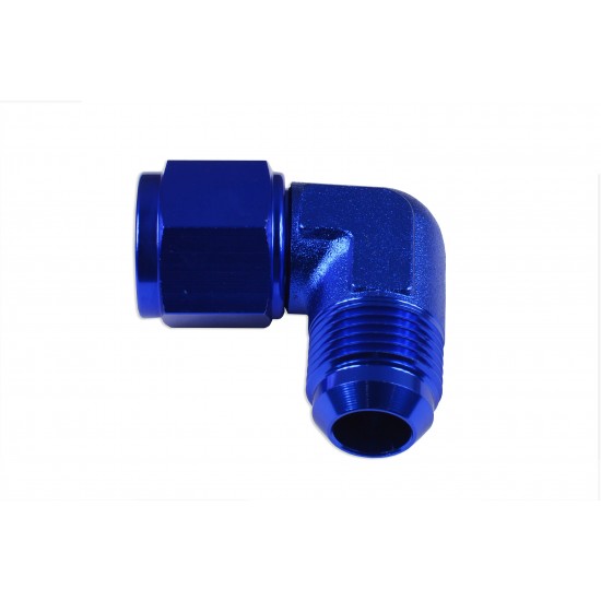 Adapter AN6 90' female-male coupler hose fitting Blue