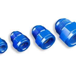 Adapter AN6 male to AN4 female JIC reducer hose fitting Blue