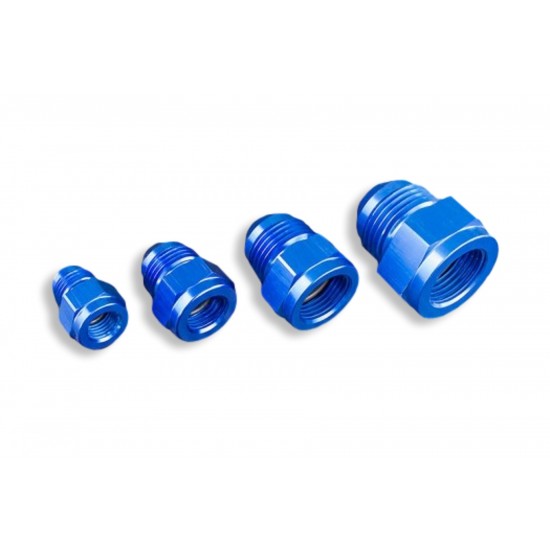 Adapter AN6 male to AN4 female JIC reducer hose fitting Blue