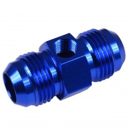 AN6 AN- 6 Adapter male-male with Inline port 1/8 NPT Fuel Oil Pressure Blue