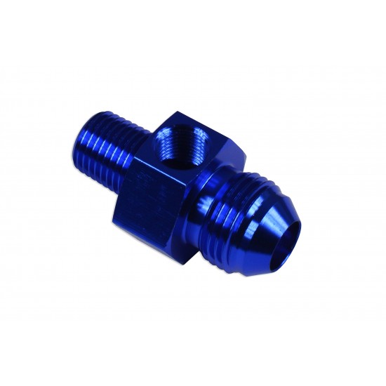 AN8 AN -8 to 1/4 NPT inline 1/8 NPT fuel oil adapter Blue