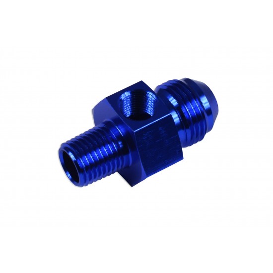 AN8 AN -8 to 1/4 NPT inline 1/8 NPT fuel oil adapter Blue