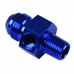 AN8 AN -8 to 3/8 NPT inline 1/8 NPT fuel oil adapter Blue