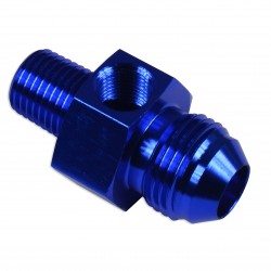 AN8 AN -8 to 3/8 NPT inline 1/8 NPT fuel oil adapter Blue