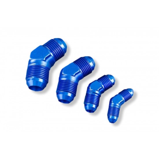 Adapter AN8 45' male-male coupler hose fitting Blue