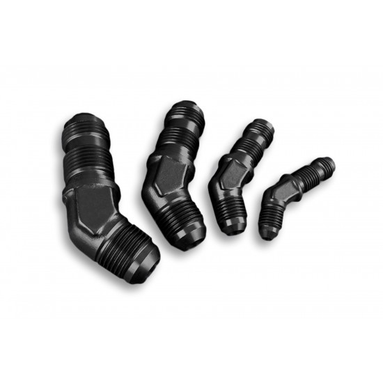 Adapter AN8 JIC bulkhead 45' male fuel hose fitting Black