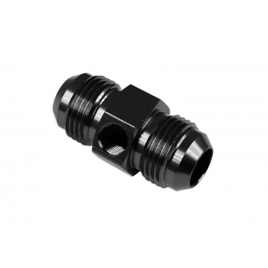 AN8 AN- 8 Adapter male-male with Inline port 1/8 NPT Fuel Oil Pressure Black