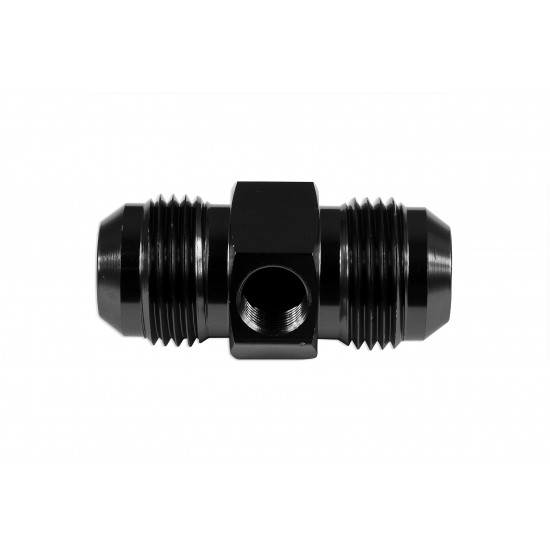 AN8 AN- 8 Adapter male-male with Inline port 1/8 NPT Fuel Oil Pressure Black