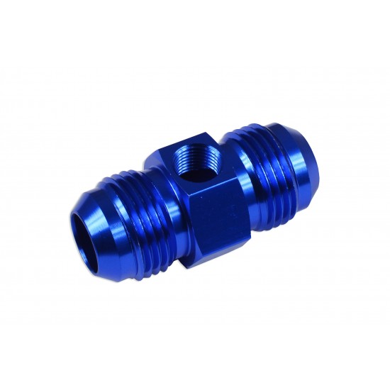 AN8 AN- 8 Adapter male-male with Inline port 1/8 NPT Fuel Oil Pressure Blue