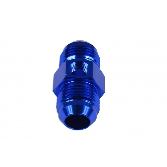 AN8 AN- 8 Adapter male-male with Inline port 1/8 NPT Fuel Oil Pressure Blue