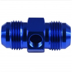 AN8 AN- 8 Adapter male-male with Inline port 1/8 NPT Fuel Oil Pressure Blue