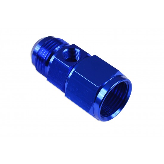 AN8 AN-8 Female-male inc Inline port 1/8 NPT Fuel Oil Pressure Gauge T-Piece Adapter Blue