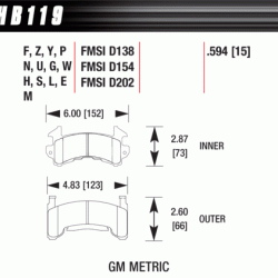 Brake pads Hawk HT-10, Cadillac / Chevrolet / GMC / Wilwood GM Metric