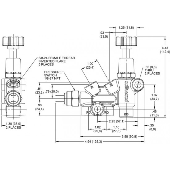 Wilwood 260-11179 Combination Proportioning Valve with Brake Switch