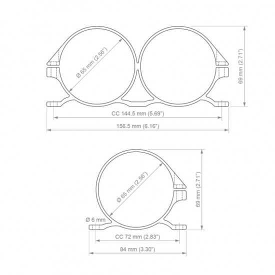 Nuke Performance Single Universal Bracket 65mm with Bosch 044 insert