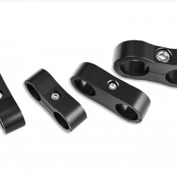 AN4 DUAL CLIPS Hose Fuel lines Clamp Cable Black