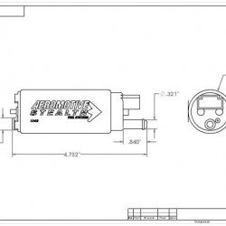 Fuel pump Aeromotive 340 Stealth, 340lph (inlet/outlet on the same side) ARE-11542